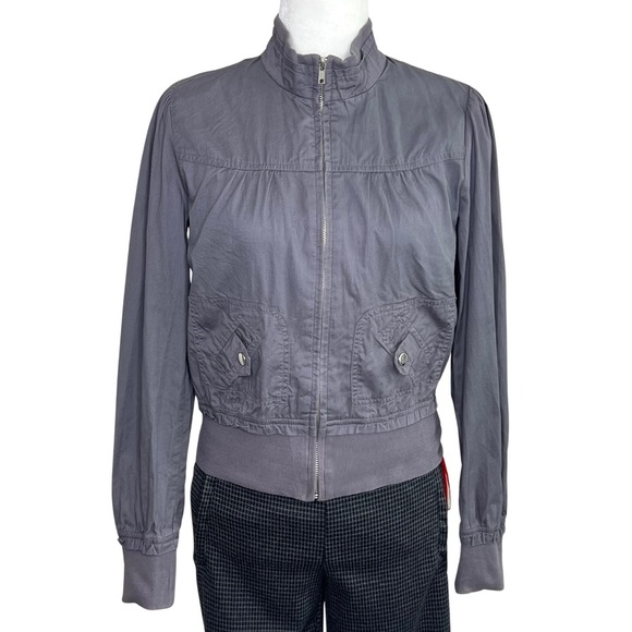 Forever 21 Retro Bomber Jacket Zip Up Lightweight 80s Coat Gray Women’s Small S - Picture 3 of 16